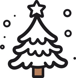 simple christmas tree decoration with black outline printable