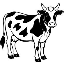 Simple cow clipart with a detailed pattern