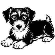 Simple dog illustration detailed fur and a wagging tail