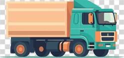 simple flat vector illustration of a blue and orange delivery tr