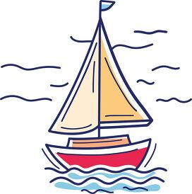 simple illustration of a sailboat on water with a small flag