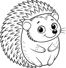 Simple line art of a happy hedgehog with spiky quills