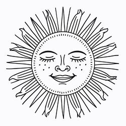 simple sun clipart with a dark central circle and radiating line