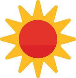 simple sun graphic featuring a central orange circle and radiati