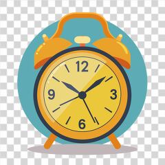 Simple Yellow Alarm Clock on a Blue Background