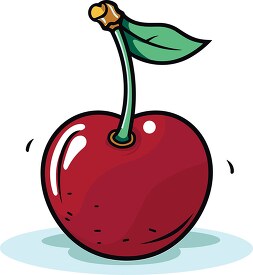 single red cherry with stem clip art
