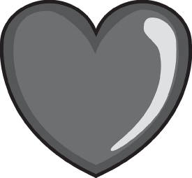 single red heart gray color clipart