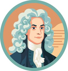 sir issace Newton portrait round clipart