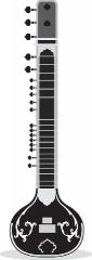 sitar indian musical instrument gray color clipart