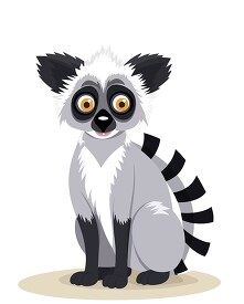 sitting lemur displays distinctive black and white facial markin