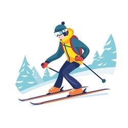 skier in bright attire swiftly descends a snowy mountain slope