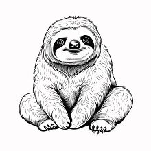 sloth resting black outline clip art