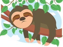 sloth sleeping on tree branch clipart