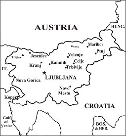 Slovenia country map black outline