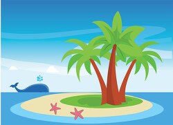 small island with whale in the ocean clipart