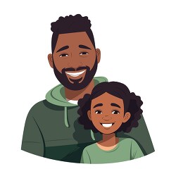 smiling african american dad with daughter clip art
