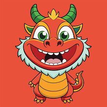 smiling baby dragon with bright green horns and a friendly face