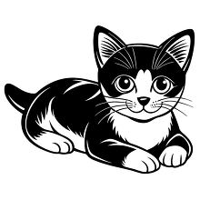 smiling cat line art stylized stroke silhouette