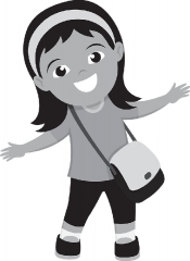 smiling cute girl with her bag pack back to school gray color cl