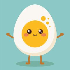 cheerful cartoon egg character with a yellow yolk face and arms, perfect for breakfast-themed designs - breakfast clipart