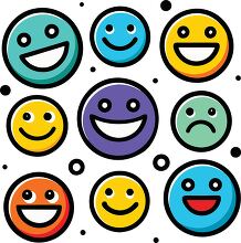 smiling faces emoticons in bright colors