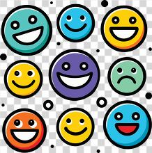 smiling faces emoticons in bright colors