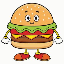 Smiling Funy Cartoon burger character