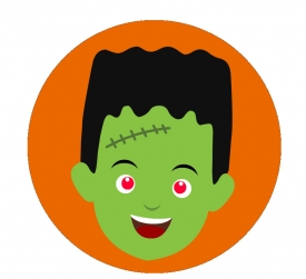 smiling green monster face animated clipart