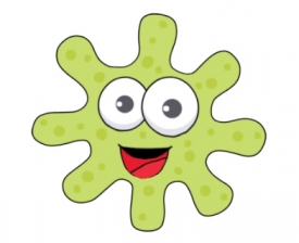 smiling green virus animated clipart