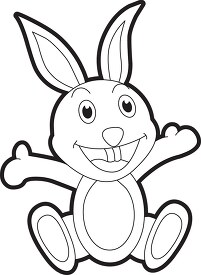smiling happy cartoon style rabbit outline clipart