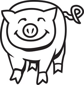 smiling pig cartoon outline cutout printable clip art