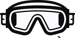snorkling swimming googles black white outline clip art