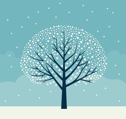 snow falling on a winter tree