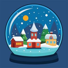 snow globe featuring a warm home and festive Christmas trees