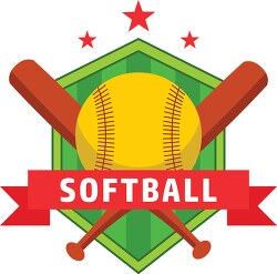 softball ball crossed bats with shield clipart