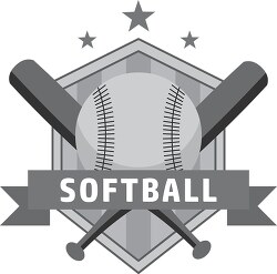 softball sports of ball and crossed bats with shield and stars i