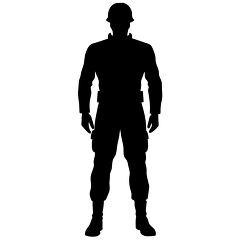 soldier silhouette with a helmet and gear