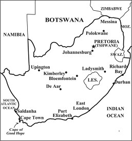 South Africa country map black outline