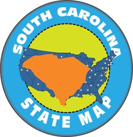 south carolina state map with us map round design
