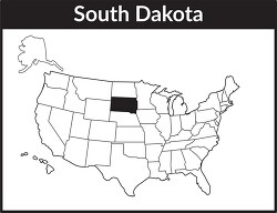 south dakota map square black white clipart