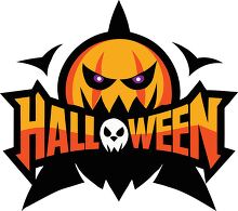 spooky pumpkin headed Halloween logo