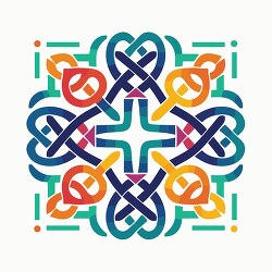 square colorful celtic knot design pattern clip art