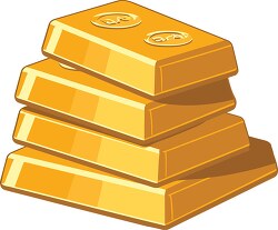 stack of four gold bars clipart