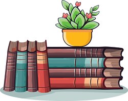 stack of law books with plant on top clip art