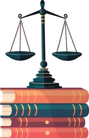 stack of law books with the scale of justice clip art