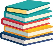 stack of six school books in various colors