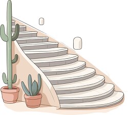 staircase decorated with potted cactus plants