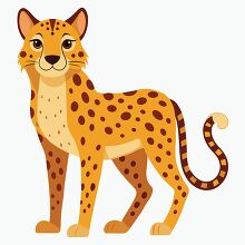 standing cheetah with long tail flat design