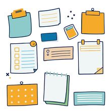 sticky notes and memo pads with decorative elements clipart