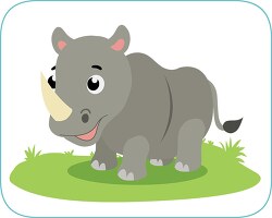 baby giant one horned rhinoceros with pink ears clipart